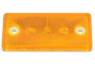 Светоотражатель прямоугольный желтый, отверстия под крепления, (92х43)