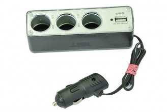 Разветвитель прикуривателя (тройной, c проводом, с USB) 