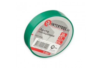 Изолента 20м х 17мм х 0,15мм зеленая intertool